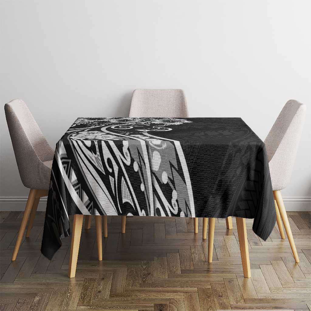 Polynesian Women's Day Tablecloth Black Hibiscus Flowers With Polynesian Pattern LT05 - Polynesian Pride