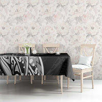 Polynesian Women's Day Tablecloth Black Hibiscus Flowers With Polynesian Pattern LT05 - Polynesian Pride