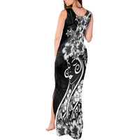 Polynesian Women's Day Tank Maxi Dress Black Hibiscus Flowers With Polynesian Pattern LT05 - Polynesian Pride