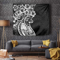 Polynesian Women's Day Tapestry Black Hibiscus Flowers With Polynesian Pattern LT05 Black - Polynesian Pride