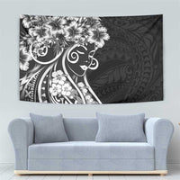 Polynesian Women's Day Tapestry Black Hibiscus Flowers With Polynesian Pattern LT05 - Polynesian Pride