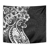 Polynesian Women's Day Tapestry Black Hibiscus Flowers With Polynesian Pattern LT05 - Polynesian Pride