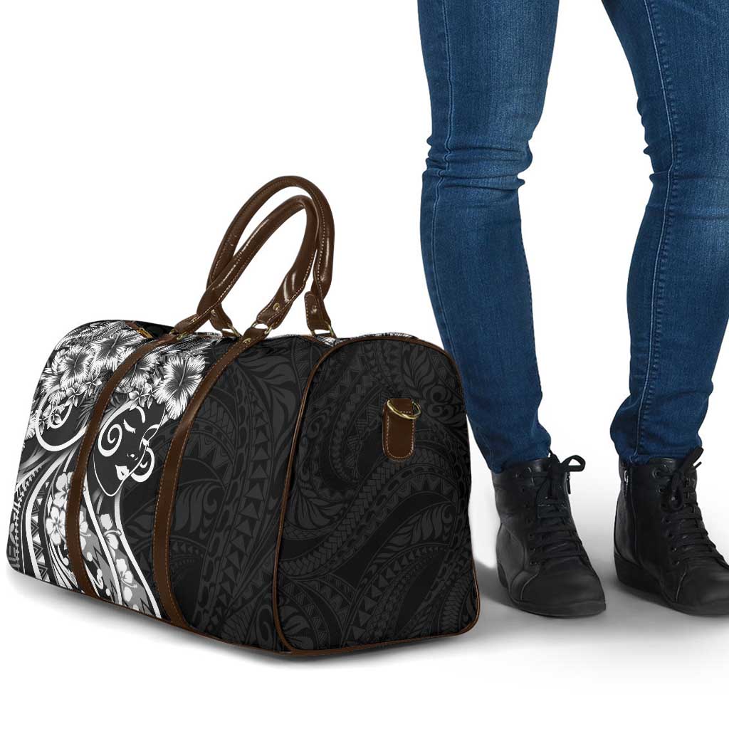 Polynesian Women's Day Travel Bag Black Hibiscus Flowers With Polynesian Pattern LT05 - Polynesian Pride
