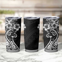 Polynesian Women's Day Tumbler Cup Black Hibiscus Flowers With Polynesian Pattern LT05 - Polynesian Pride