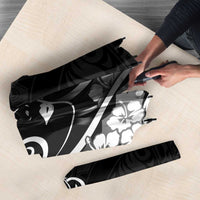 Polynesian Women's Day Umbrella Black Hibiscus Flowers With Polynesian Pattern LT05 - Polynesian Pride