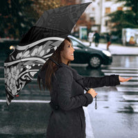 Polynesian Women's Day Umbrella Black Hibiscus Flowers With Polynesian Pattern LT05 - Polynesian Pride