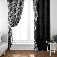 Polynesian Women's Day Window Curtain Black Hibiscus Flowers With Polynesian Pattern LT05 - Polynesian Pride