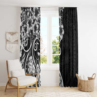 Polynesian Women's Day Window Curtain Black Hibiscus Flowers With Polynesian Pattern LT05 - Polynesian Pride