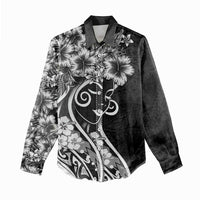 Polynesian Women's Day Women Casual Shirt Black Hibiscus Flowers With Polynesian Pattern LT05 - Polynesian Pride