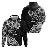 Polynesian Women's Day Zip Hoodie Black Hibiscus Flowers With Polynesian Pattern LT05 - Polynesian Pride