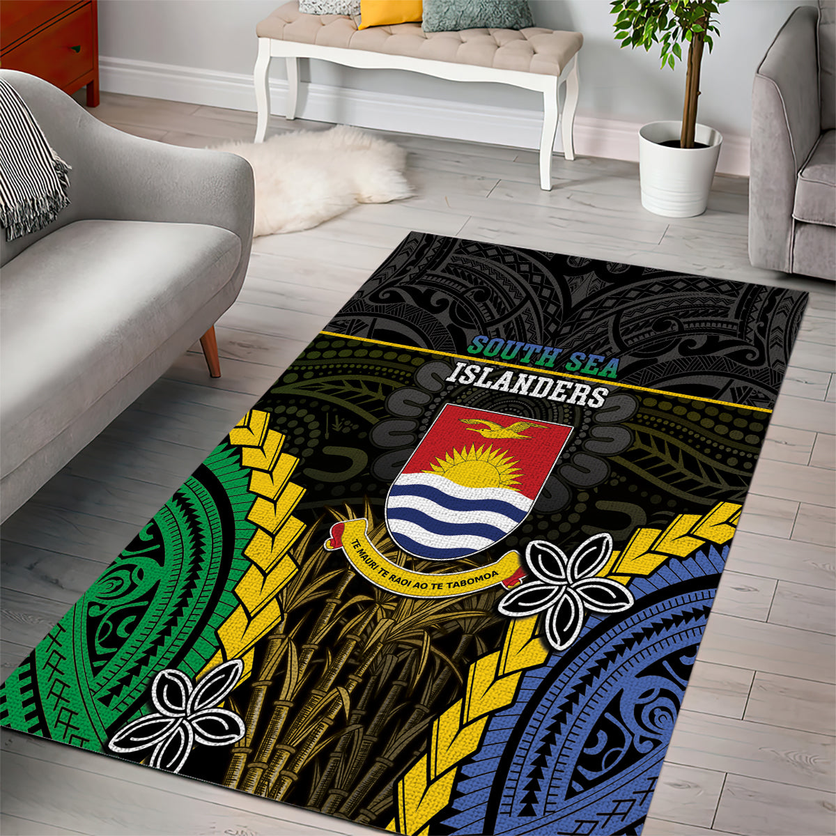 South Sea Islanders And Gilbert Islands Area Rug Kanakas Polynesian Pattern