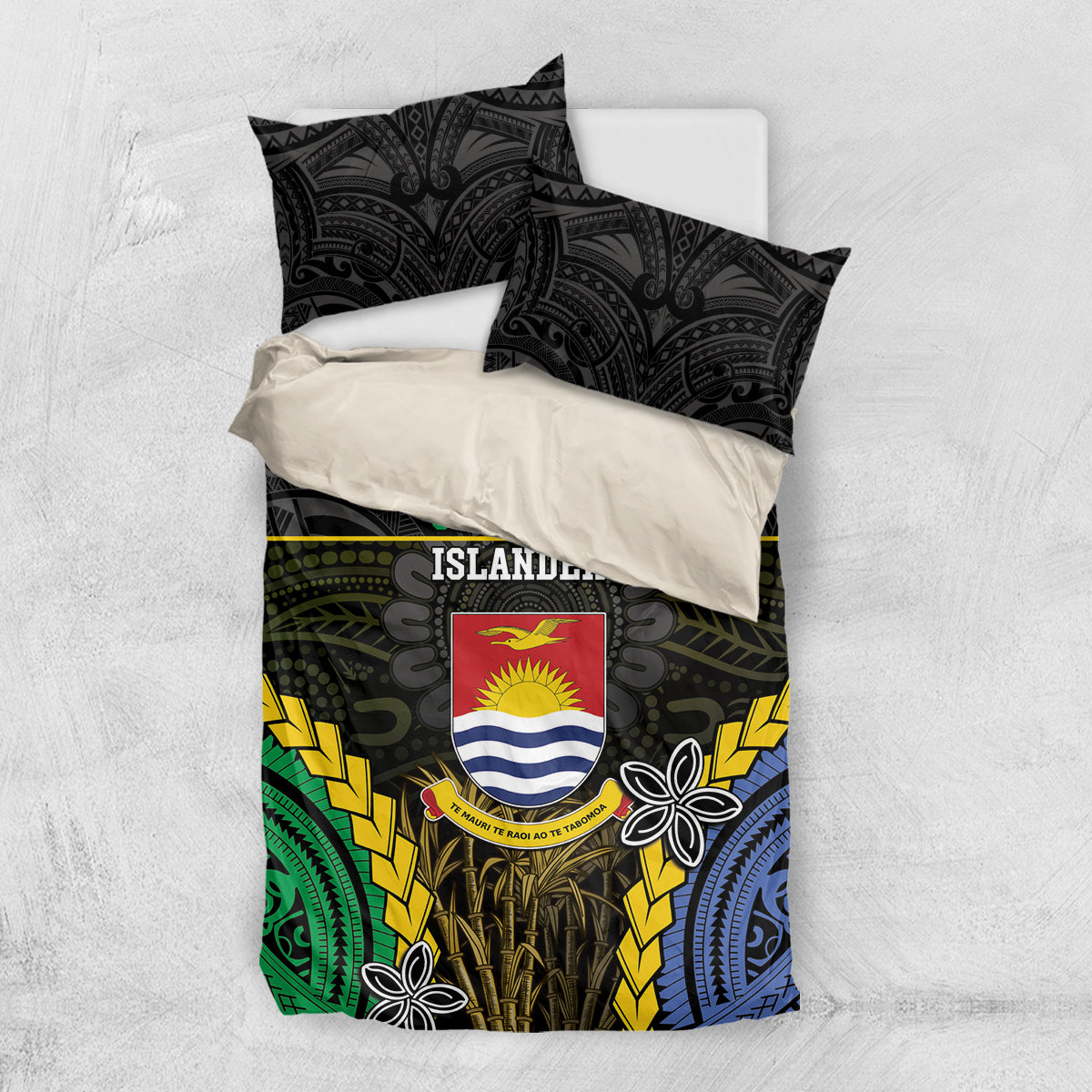 South Sea Islanders And Gilbert Islands Bedding Set Kanakas Polynesian Pattern LT05 US Twin 172cm x 218cm Black - Polynesian Pride
