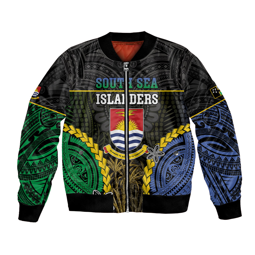 Personalised South Sea Islanders And Gilbert Islands Bomber Jacket Kanakas Polynesian Pattern LT05 Unisex Black - Polynesian Pride