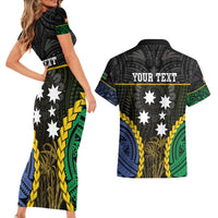 Personalised South Sea Islanders And Gilbert Islands Couples Matching Short Sleeve Bodycon Dress and Hawaiian Shirt Kanakas Polynesian Pattern LT05 - Polynesian Pride