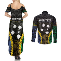 Personalised South Sea Islanders And Gilbert Islands Couples Matching Summer Maxi Dress and Long Sleeve Button Shirt Kanakas Polynesian Pattern LT05 - Polynesian Pride