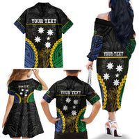 Personalised South Sea Islanders And Gilbert Islands Family Matching Off The Shoulder Long Sleeve Dress and Hawaiian Shirt Kanakas Polynesian Pattern