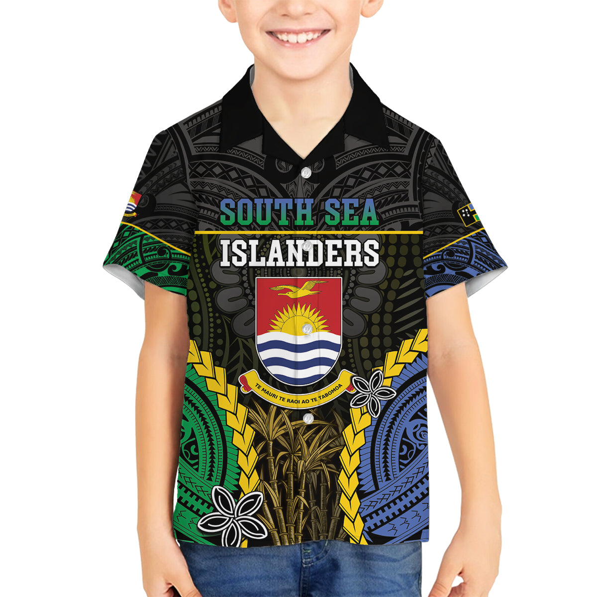 Personalised South Sea Islanders And Gilbert Islands Family Matching Off Shoulder Short Dress and Hawaiian Shirt Kanakas Polynesian Pattern