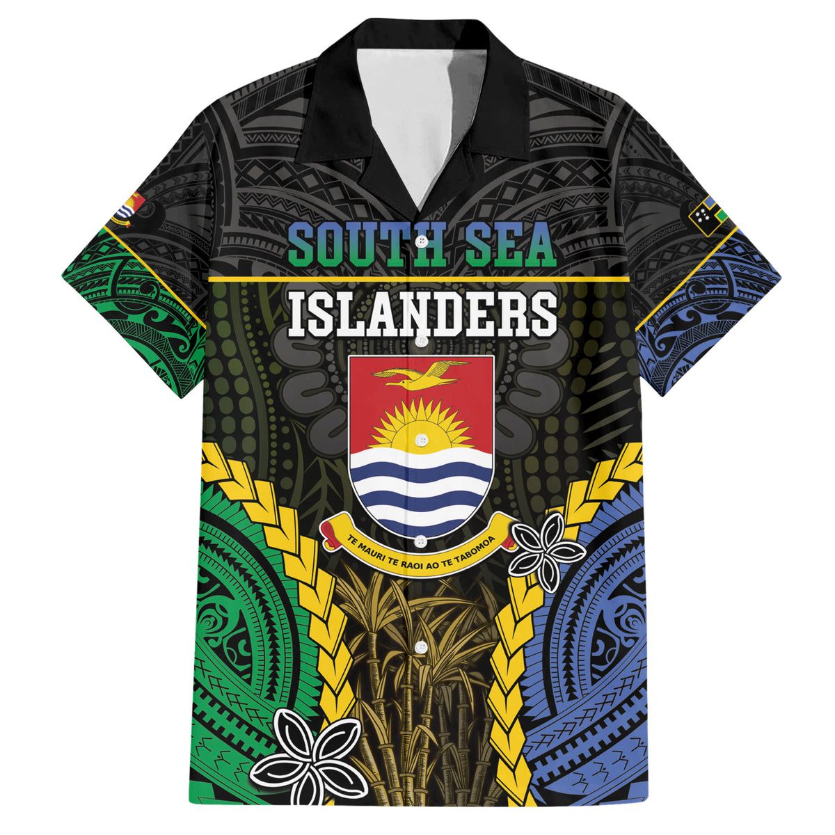 Personalised South Sea Islanders And Gilbert Islands Family Matching Short Sleeve Bodycon Dress and Hawaiian Shirt Kanakas Polynesian Pattern