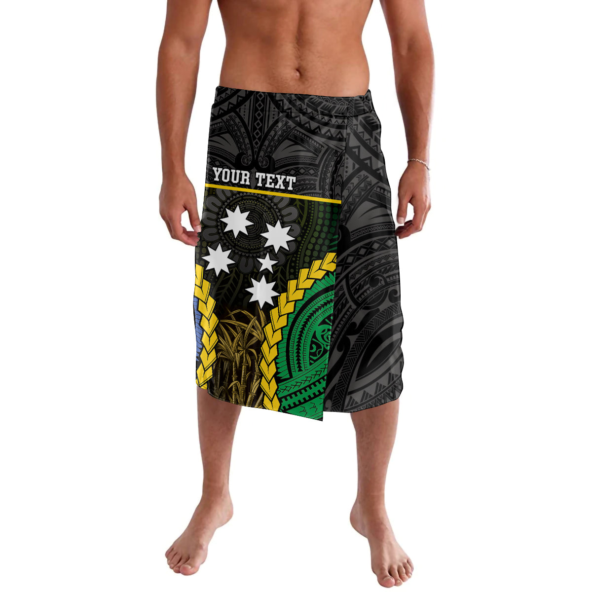 Personalised South Sea Islanders And Gilbert Islands Lavalava Kanakas Polynesian Pattern LT05 Black - Polynesian Pride