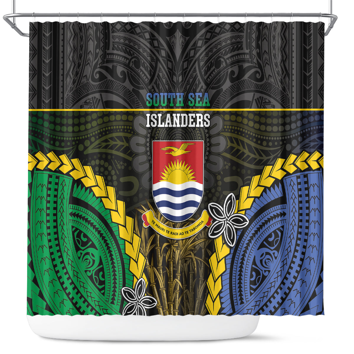 South Sea Islanders And Gilbert Islands Shower Curtain Kanakas Polynesian Pattern