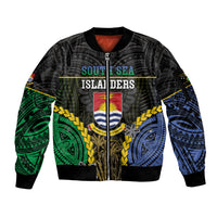 Personalised South Sea Islanders And Gilbert Islands Sleeve Zip Bomber Jacket Kanakas Polynesian Pattern LT05 Unisex Black - Polynesian Pride