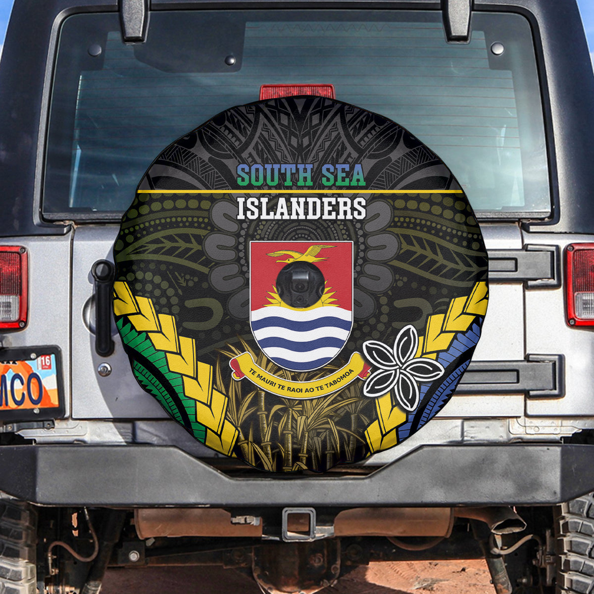 South Sea Islanders And Gilbert Islands Spare Tire Cover Kanakas Polynesian Pattern LT05 Black - Polynesian Pride