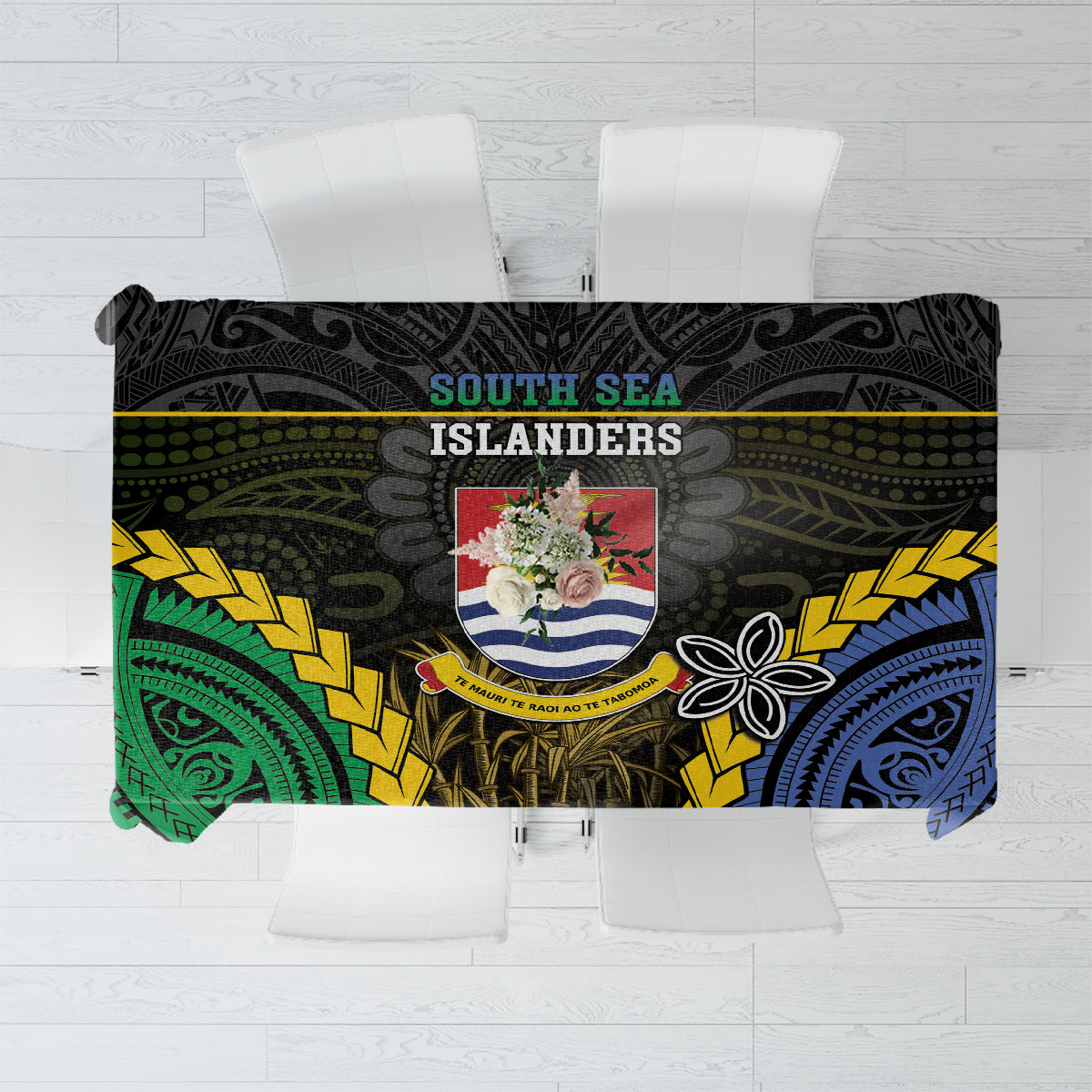 South Sea Islanders And Gilbert Islands Tablecloth Kanakas Polynesian Pattern LT05 Black - Polynesian Pride