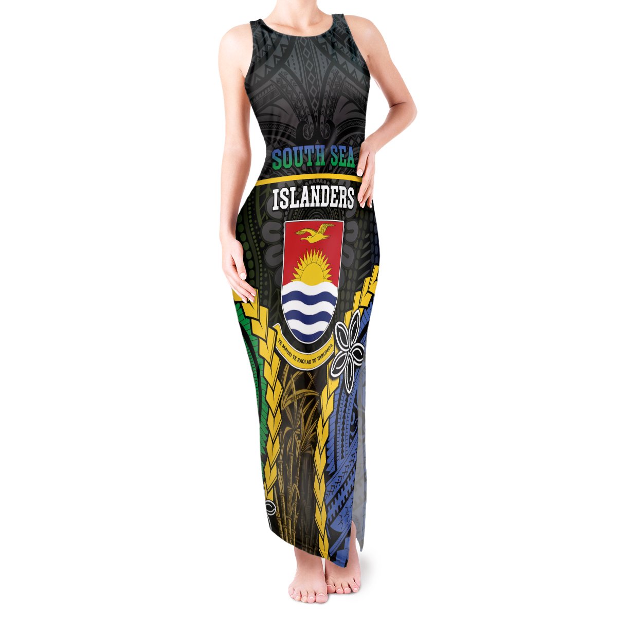 Personalised South Sea Islanders And Gilbert Islands Tank Maxi Dress Kanakas Polynesian Pattern LT05 Women Black - Polynesian Pride