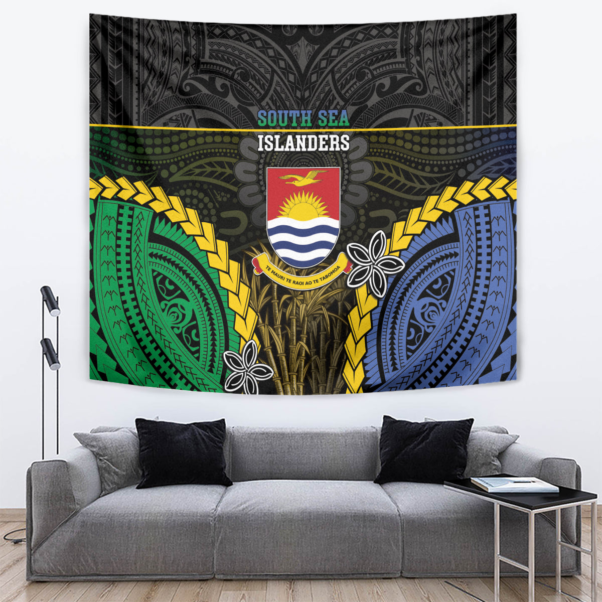 South Sea Islanders And Gilbert Islands Tapestry Kanakas Polynesian Pattern LT05 Black - Polynesian Pride