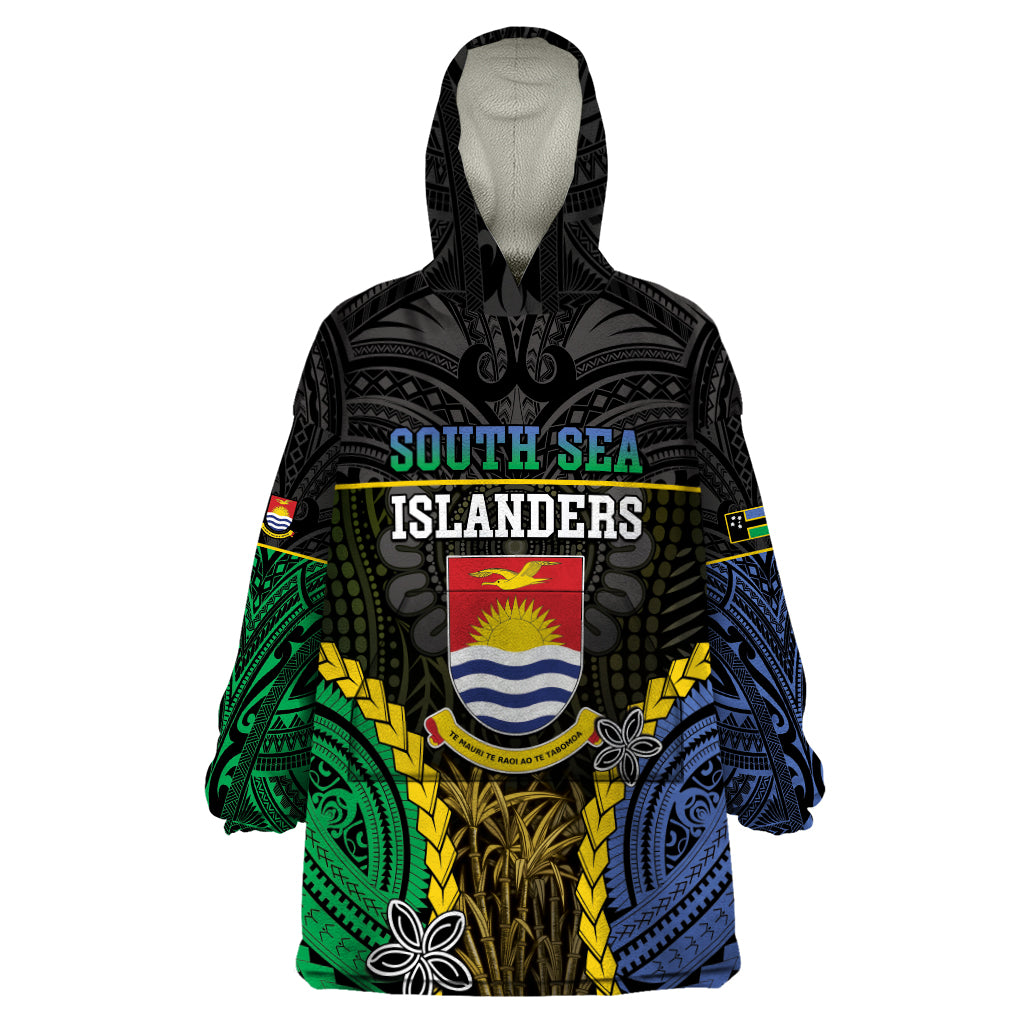 Personalised South Sea Islanders And Gilbert Islands Wearable Blanket Hoodie Kanakas Polynesian Pattern LT05 One Size Black - Polynesian Pride