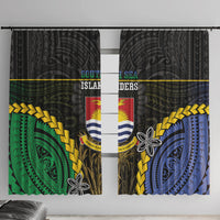 South Sea Islanders And Gilbert Islands Window Curtain Kanakas Polynesian Pattern LT05 With Hooks Black - Polynesian Pride