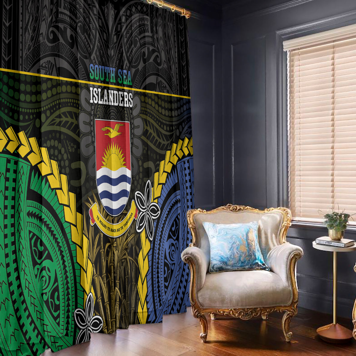 South Sea Islanders And Gilbert Islands Window Curtain Kanakas Polynesian Pattern LT05 - Polynesian Pride