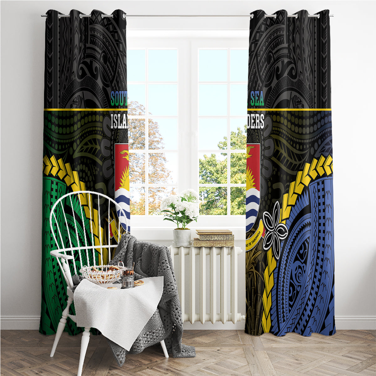South Sea Islanders And Gilbert Islands Window Curtain Kanakas Polynesian Pattern LT05 - Polynesian Pride