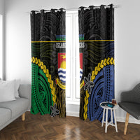 South Sea Islanders And Gilbert Islands Window Curtain Kanakas Polynesian Pattern LT05 With Grommets Black - Polynesian Pride