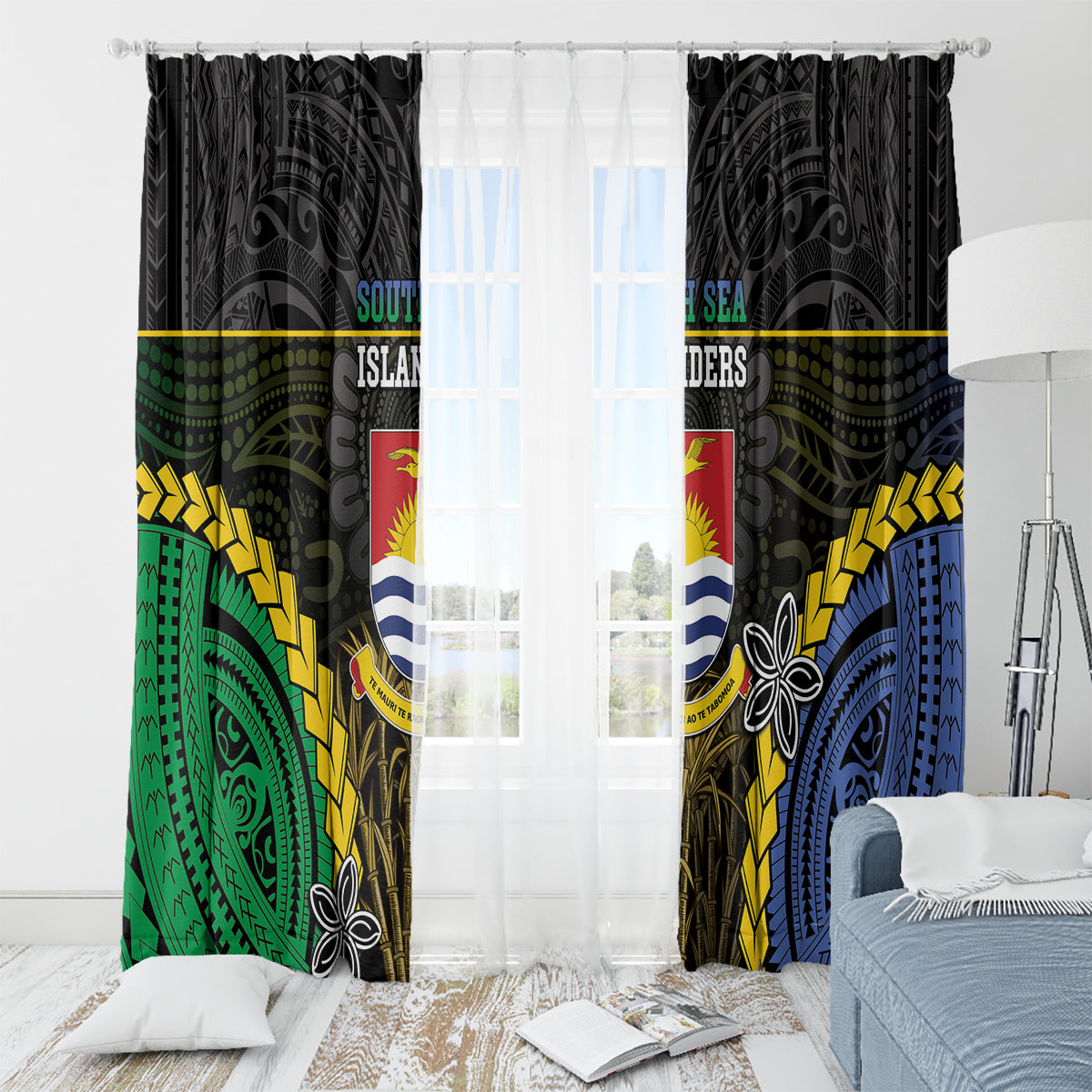 South Sea Islanders And Gilbert Islands Window Curtain Kanakas Polynesian Pattern LT05 - Polynesian Pride