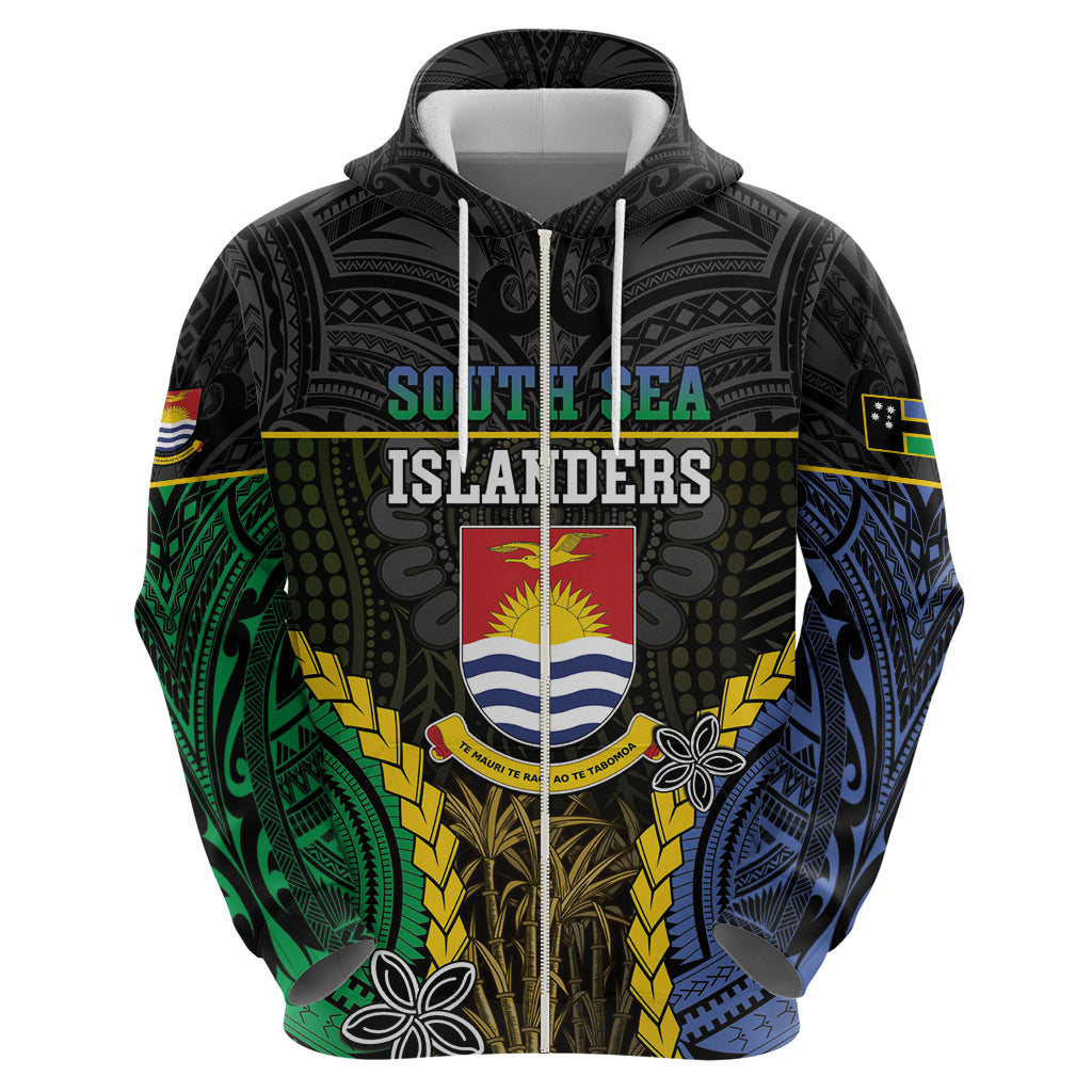 Personalised South Sea Islanders And Gilbert Islands Zip Hoodie Kanakas Polynesian Pattern