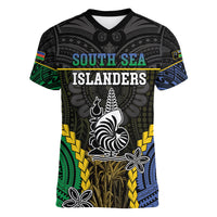Personalised South Sea Islanders And New Caledonia Women V-Neck T-Shirt Kanakas Polynesian Pattern