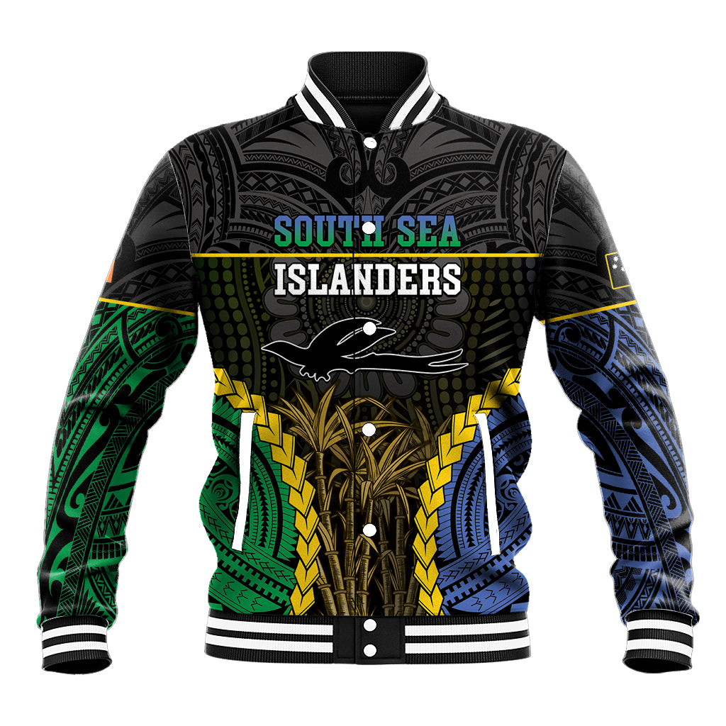 Personalised South Sea Islanders And New Ireland Baseball Jacket Kanakas Polynesian Pattern LT05 Unisex Black - Polynesian Pride