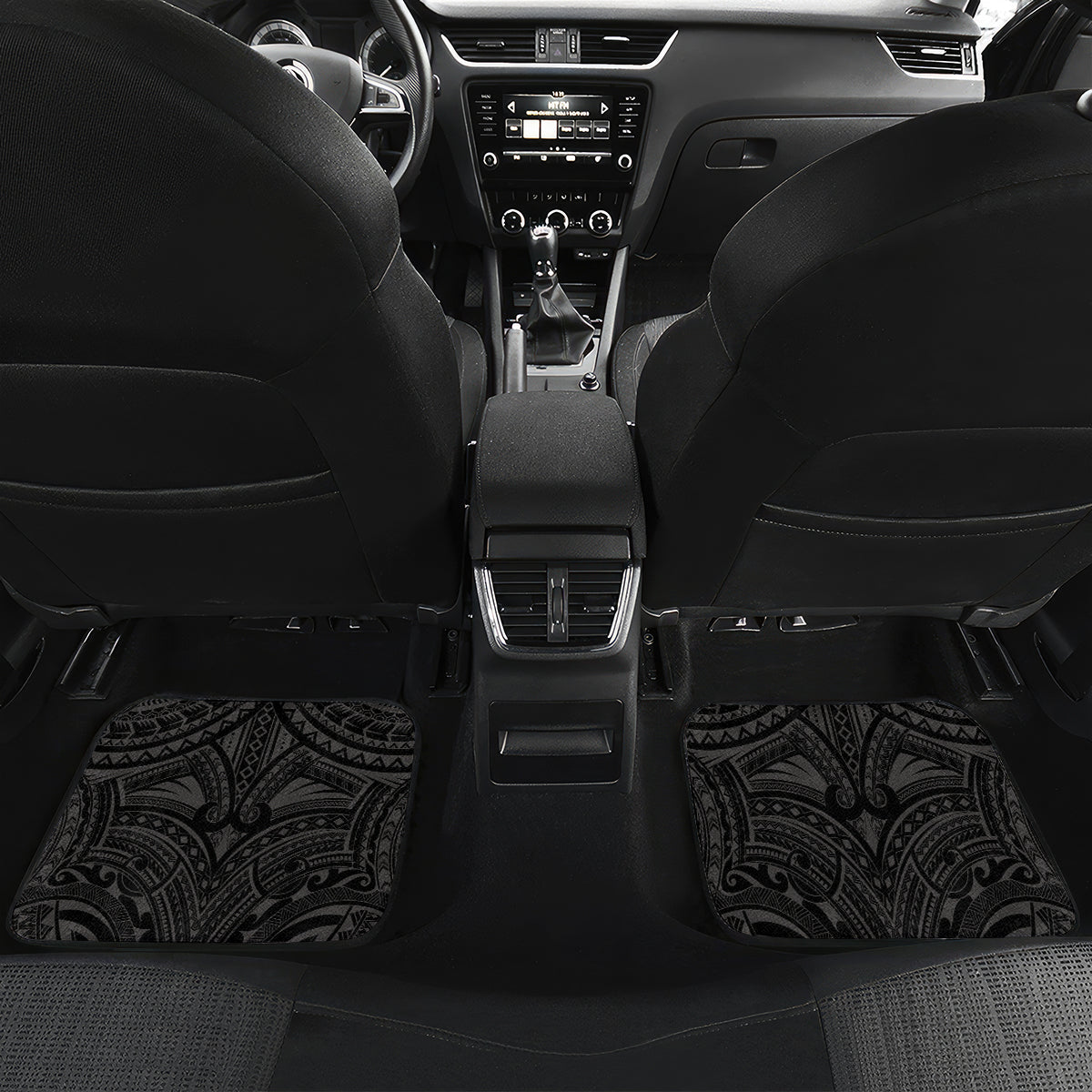 Personalised South Sea Islanders And New Ireland Car Mats Kanakas Polynesian Pattern LT05 Set 2pcs - Back Black - Polynesian Pride