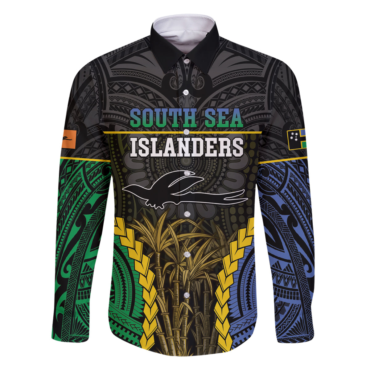 Personalised South Sea Islanders And New Ireland Family Matching Off The Shoulder Long Sleeve Dress and Hawaiian Shirt Kanakas Polynesian Pattern