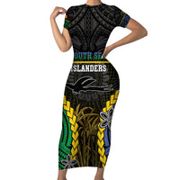 Personalised South Sea Islanders And New Ireland Family Matching Short Sleeve Bodycon Dress and Hawaiian Shirt Kanakas Polynesian Pattern