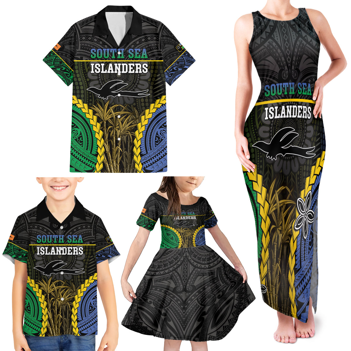Personalised South Sea Islanders And New Ireland Family Matching Tank Maxi Dress and Hawaiian Shirt Kanakas Polynesian Pattern LT05 - Polynesian Pride