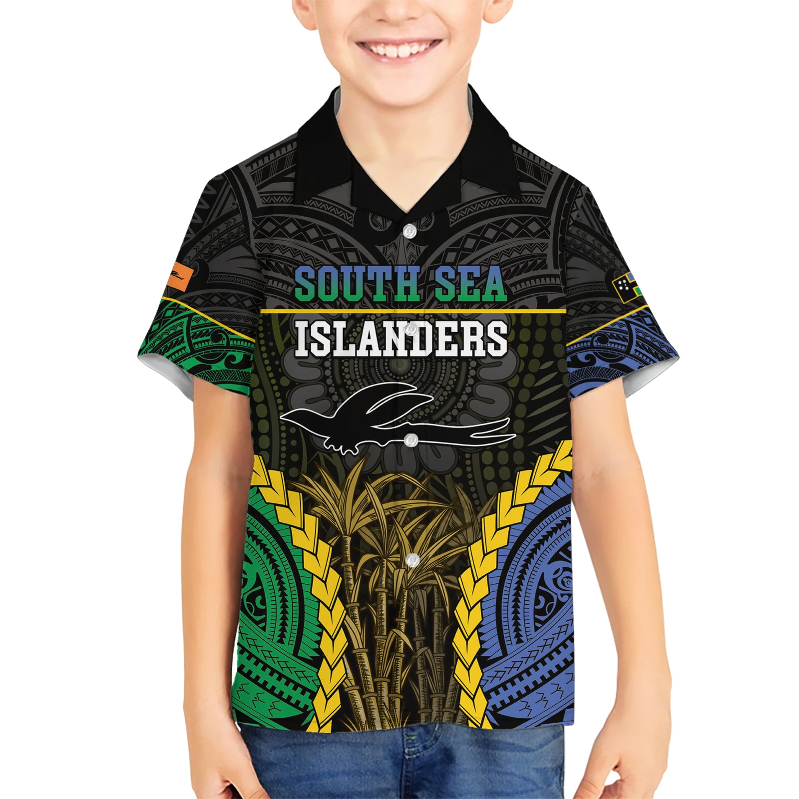 Personalised South Sea Islanders And New Ireland Kid Hawaiian Shirt Kanakas Polynesian Pattern
