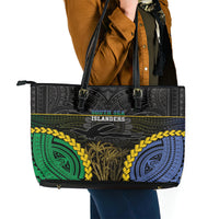 South Sea Islanders And New Ireland Leather Tote Bag Kanakas Polynesian Pattern LT05 - Polynesian Pride