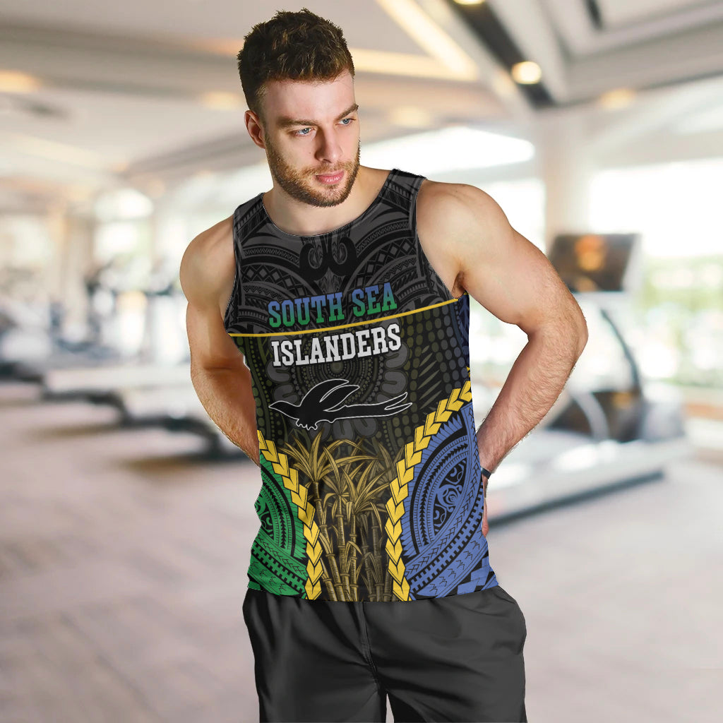 Personalised South Sea Islanders And New Ireland Men Tank Top Kanakas Polynesian Pattern LT05 Black - Polynesian Pride