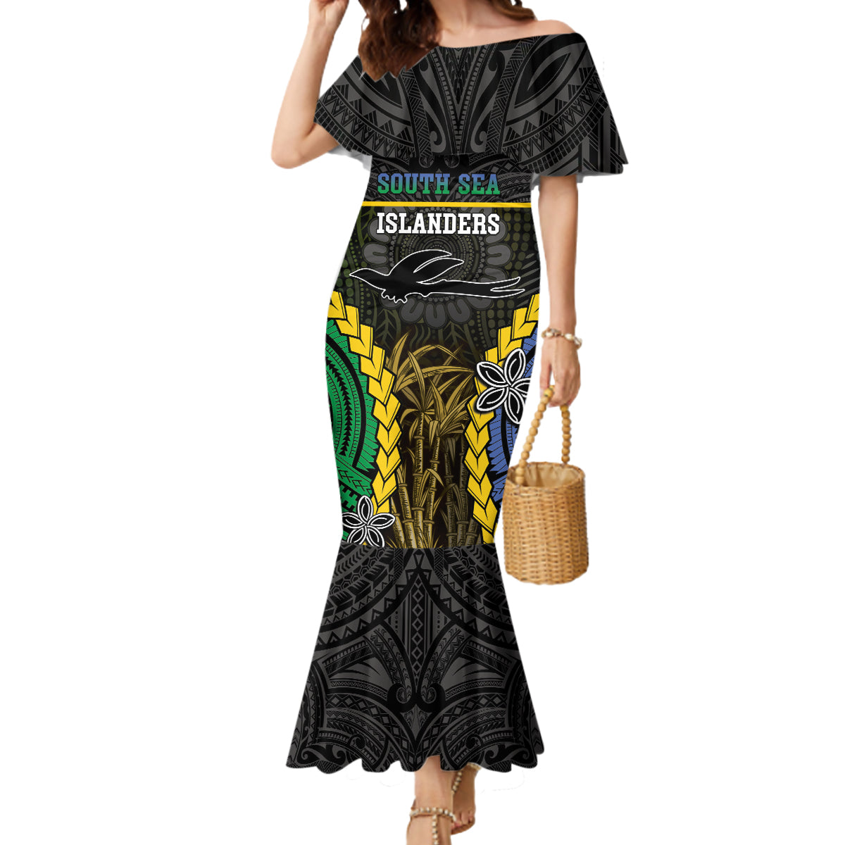 Personalised South Sea Islanders And New Ireland Mermaid Dress Kanakas Polynesian Pattern