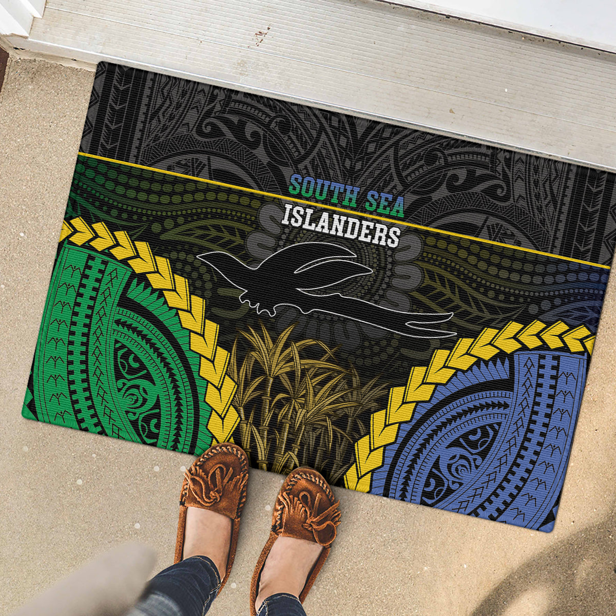 South Sea Islanders And New Ireland Rubber Doormat Kanakas Polynesian Pattern LT05 - Polynesian Pride