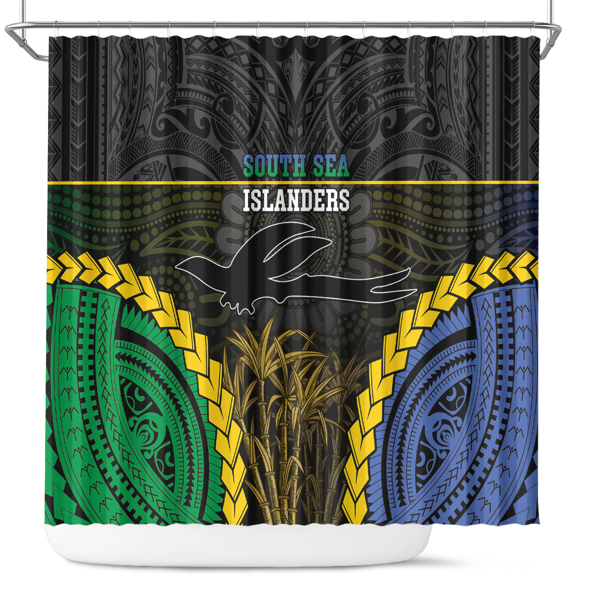 South Sea Islanders And New Ireland Shower Curtain Kanakas Polynesian Pattern