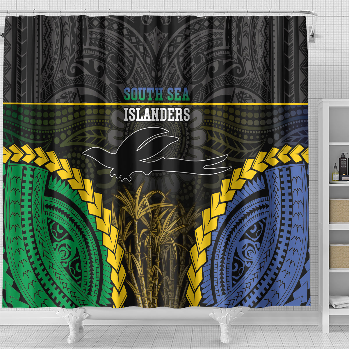 South Sea Islanders And New Ireland Shower Curtain Kanakas Polynesian Pattern
