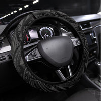 South Sea Islanders And New Ireland Steering Wheel Cover Kanakas Polynesian Pattern LT05 Universal Fit Black - Polynesian Pride